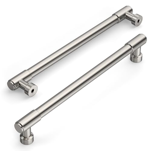Amerdeco 10 Pack Brushed Satin Nickel Cabinet Pulls 7.5 Inch(192mm) Hole Center Drawer Pulls Cabinet Hardware Kitchen Cabinet Handles for Bathroom ZH0075 - color: Brushed Satin Nickel, size: 7.5"/192MM Hole Center