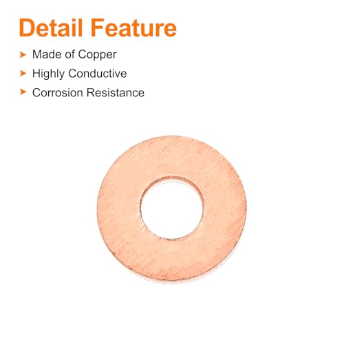 MECCANIXITY 52 Pcs Flat Copper Washers, 3x8x1mm Copper Upgraded Flat Metric Sealing Crush Ring Washers for Hydraulic Fittings Screw Bolt Nut Electronic Repair - size: 3x8x1mm