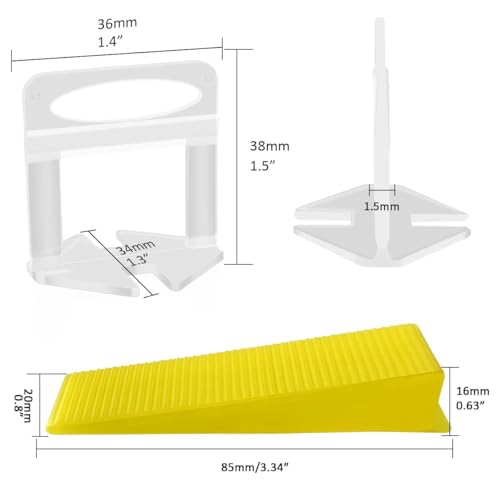 DGSL Tile Leveling System with Plier,3400 Tile Spacers 1/16" and 200 Wedges - size: 1/16 Inch * 3400 Spacers