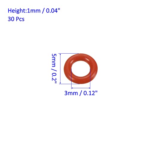 M METERXITY 30 Pack Silicone O-Rings - Garden Water Hose Rubber Sealing Gasket Ring, Soft & Elastic, Apply to Outdoor (3mmx5mmx1mm, Red) - size: 3mmx5mmx1mm