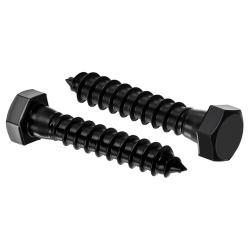 10 Pcs Hex Head Lag Screws 3/8"x2" SS 18-8 (304) Lag Bolts - color: Black, size: 3/8"x2"