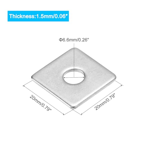 uxcell Square Washer, 25Pcs M6x20x20x1.5mm 304 Stainless Steel Square Plate Washers Flat Pad Spacer Gasket for Hardware Fastener - size: M6x20x20x1.5mm