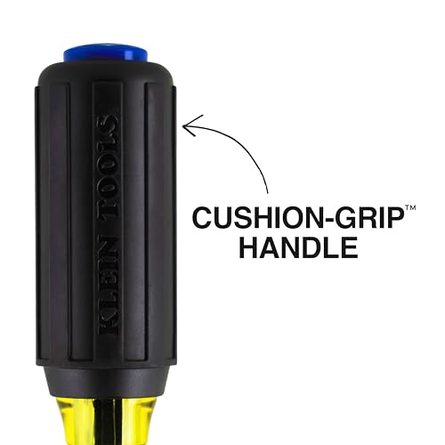 Klein Tools 65438 Heavy-Duty Hollow Shaft Nut Driver, Color-Coded 3/8-Inch Hex, Pass Through Design, 6-Point Socket, and Cushion-Grip Handle - size: 3/8-Inch