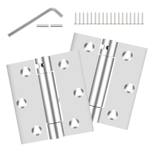 3" Spring Door Hinges Stainless Steel Self-Closing Heavy Duty Hardware 2Pcs | 3.5 Inch Spring Loaded Hinges with 5/8'' Radius Corners can Automatically Turn Off and Adjust Tension