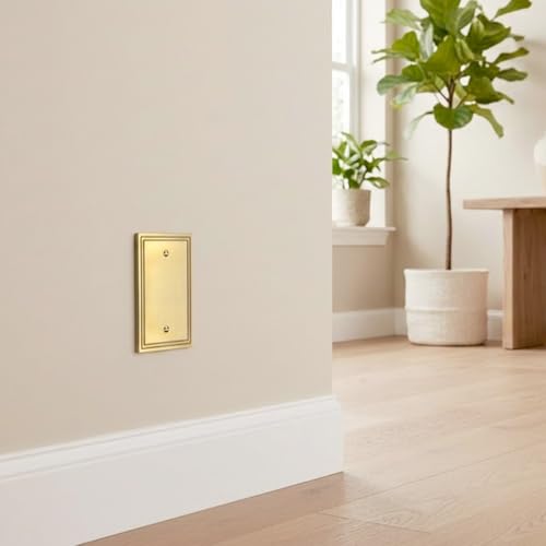 Rio Salto Blank Wall Plate Outlet Covers Light Switch Cover Plate Brass Gold Metal Unused Outlet Cover Unused Light Switch Cover Wall Ppening Cover— Imperial Collection, Midsize 5.00" X 3.13" - color: Brushed Gold, size: Blank 1-Gang