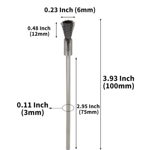 20PCS Wire Brushes with Extended Handle - Metal Rust Removal, Polishing, Cleaning - 6mm Diameter, 3mm Shaft, 100mm Length - Removes Burrs, Dust, and Oxide Layer - Handles Rough Surfaces - style: Wire Brush 3*6*100mm 20PCS