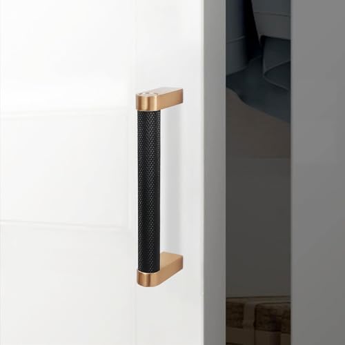 10 Pack 3-3/4 inch(96mm) Black and Champagne Bronze Kitchen Cabinet Handles Knurled Cabinet Pulls Black Drawer Pulls Kitchen Cabinet Hardware Handles Dresser Handles - color: Black And Champagne Bronze, size: 3-3/4" Hole Center（96mm）
