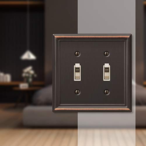 Amerelle 149TTDB Chelsea Wallplate, 2 Toggle, Steel, Aged Bronze, 1-Pack - color: Aged Bronze, size: 2 Toggle