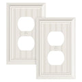 2-Pack Classic Beadboard Natural Bamboo Fiber Duplex Outlet Cover Plate, - color: Light Almond, size: 1 Duplex 2PK