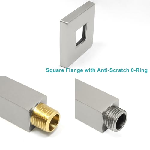 Enga Brass 3 Inches Square Shower Arm with Flange, Ceiling Mount Replacement Rain Shower Head Straight Arm, Brushed Nickel - color: Brushed Nickel, style: 3 Inch