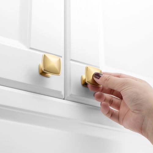 KOOFIZO 10 Pack Brushed Gold Cabinet Knobs, Square Single Hole Pulls K02 - color: Brushed Gold, size: Knob 1 - 10Pcs