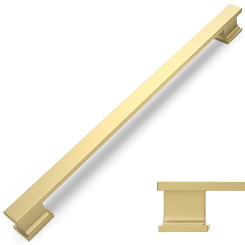 COTYKILEY 10 Pack 10 Inch(256mm) Brushed Gold Cabinet Handles Gold Kitchen Cabinet Pulls Cabinet Door Handles Kitchen Cabinet Hardware - color: Brushed Gold, size: 10" Hole Center（256MM）