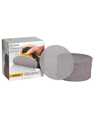 Mirka Abranet 6 Inch 320 Grit Mesh Sanding Discs, Hook and Loop, 50 Pack - size: Grit 320