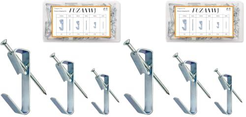 117Pcs Picture Hangers, 3 Size Picture Hooks Including 30/50/100lbs, Picture Hanging Kit, Professional Plaster Picture Hanging Kit for Wooden Wall or Drywall(50 Hangers+ 67 Nails) (Pack of 2) - size: Silver 30-100 lbs (Pack of 2)