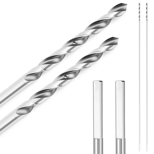 Lounsweer 2 Pack 3/8 x 36 Inch Straight Shank Installer Drill Bit for Wood Extra Long Drill Bits for Wood with Wire Pulling Hole for Woodworking Walls Ceilings Floors