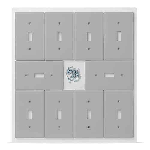 Bates- Light Switch Plates, 10 Pack, Light Gray, Light Switch Cover Plate, Single Switch Plate Cover - color: Light Gray, size: 10 Pack, Standard-Size