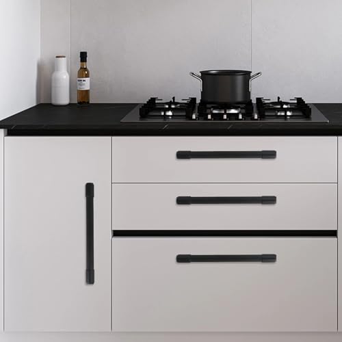 10 Pack 7-1/2 Inch(192mm) Kitchen Cabinet Handles Matte Black Cabinet Pulls Alloy Drawer Pulls Solid Cabinet Hardware - color: Matte Black, size: 7-1/2'' Hole Center(192mm)