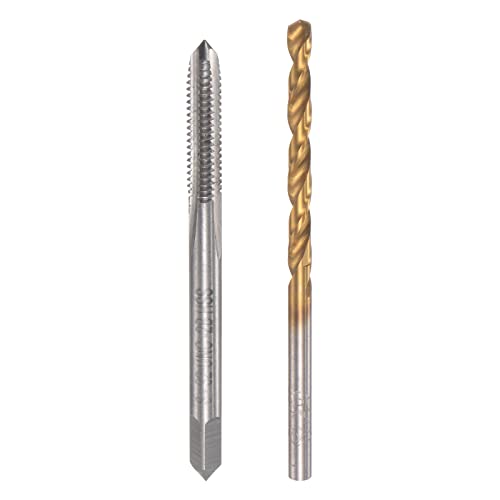 uxcell 8-32 UNC Straight Flute Thread Tap and 3.4mm Twist Drill Bit Set, Titanium Plated 6542 High Speed Steel Drilling Bit Machine Threading Tap - size: 8-32 UNC + 3.4mm
