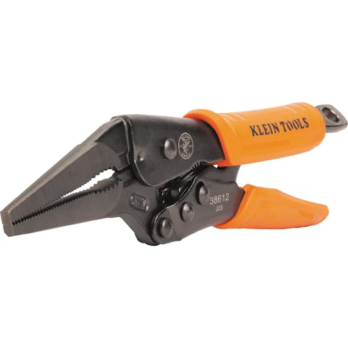 Klein Tools 38612 Long Nose Locking Pliers with Quick Release Handles, Ideal for Tight Spaces, High Torque and Gripping Power, 9-Inch - style: 9-In Long Nose