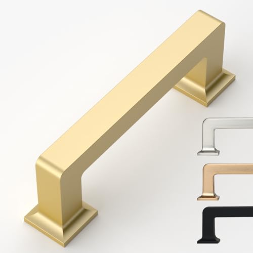 9BUILD 10 Pack 3 Inch Brushed Gold Cabinet Pulls,Kitchen Hardware - color: Brushed Gold, size: 3"/76MM Hole Center