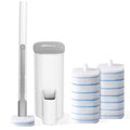 oshang Disposable Toilet Brush - Toilet Bowl Cleaner, Toilet Cleaning Supplies, Toilet Brush with Holder, 14 Refills for Deep Cleaning and Hygienic Bathroom Maintenance - size: 1 Brush+14 Refills
