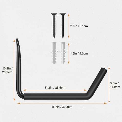 niffgaff Heavy Duty Garage Storage Hooks - 120 LB Capacity Wall Mounted Rack for Kayaks, Ladders, and Bikes - color: Black 4 pack