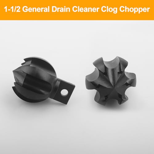 General Pipe Cleaners,Drain Snake Drill Attachment for ClogChopper,1-1/2CG&1-1/2 Inch Multi-Function Root Plumbing Auger Cutter Cleaning Tool,3552369