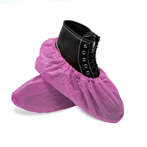 ShuBee Waterproof Shoe & Boot Covers Slip-Resistant Disposable for Plumbing Construction Floor Protection - 40 Pair - color: Pink