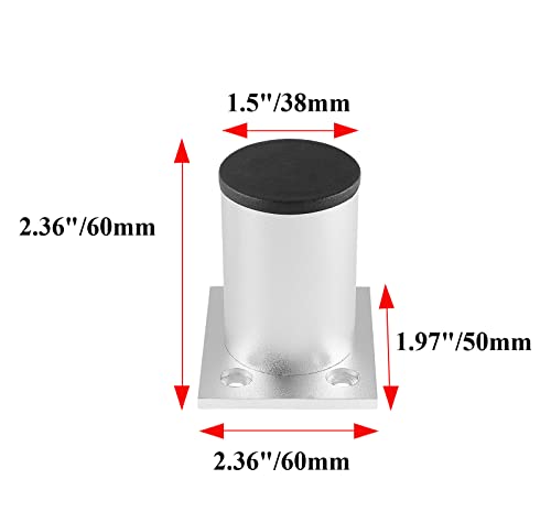 4-Pcs Adjustable Aluminum Alloy Furniture Legs 2.36" Height Silver - color: Silver, size: 2.36 Inch
