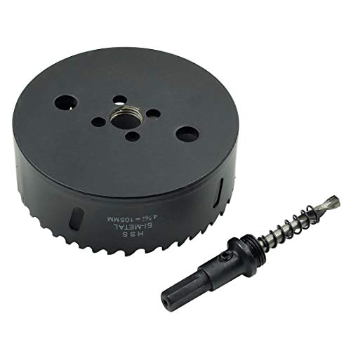 Hole Saw 4.1"/105mm Metal Hole Saw Kit Set Bi-Metal Hole Cutter Drill Bit with Sharp Teeth for Drilling Holes in Wood, Plastic, Drywall, PVC Boards - color: black, size: 4-9/64" (105mm)