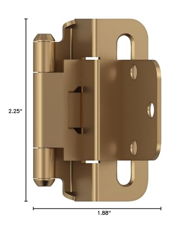 Amerock 1 Pair 3/8" Inset Champagne Bronze Self-Closing Wrap Hinge - color: Champagne Bronze, size: 3/8 Inch (10 mm) Inset