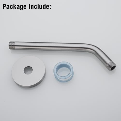 RANDOM 10 Inch 90 Degree Shower Arm with Flange Brushed Nickel Rain Shower Head Extension Arm.RD91018-10-BN - color: 10″ Brushed Nickel(Round Flange)