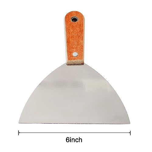 Utoolmart 2Pcs Putty Knife, 6 Inch Carbon steel Stiff Putty Knives, Spackle Knife, Paint Scraper, Scraper Tool with Wooden Handle for Taping Paint Wall Floor Tile | Stiff Blade, Sharp Scrapes Adhesive, Spackle Knife, Paint Scraper, Scraper Tool for Taping