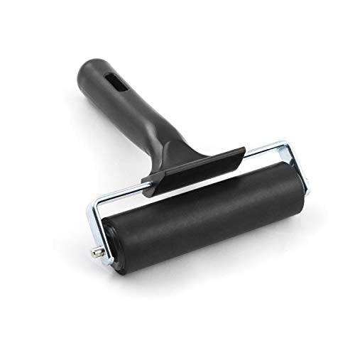 QWORK 4 Inch Rubber Roller, Tape Roller for Print, Tape, Wallpapers, Scrapbooks - size: 4 inch