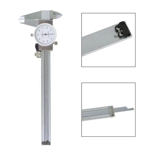 0-6 inch Dial Caliper Measuring Tool Imperial Stainless Steel 4-Way Dial Caliper 0.001" Shockproof with Plastic Case