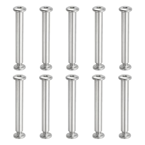 PATIKIL Hex Chicago Screws, 10 Set Binding Screw Posts M6 x 55 mm Connecting Hex Drive Socket Cap Bolt Nuts for Scrapbook Leather Belt Album Photo Furniture Repair, Silver - size: M6 x 55