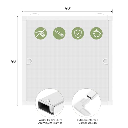 FLYZZZ 2-Pack Window Screen Frame Kit, Heavy-Duty DIY Window Screen Replacement Kit Up to 48" x 48" with Upgraded Aluminum Frame (125g/m), Full Tool Set & Easy-Install Clips - size: 48" x 48"