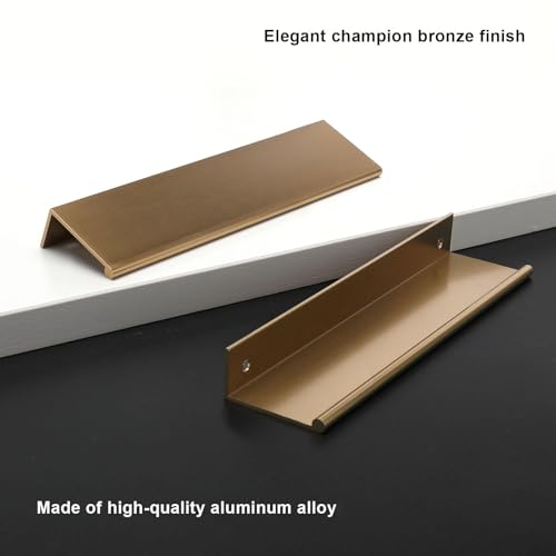 Rergy 10 Pack 5" Cabinet Pulls Champagne Bronze Finger Pulls for Cabinets - color: Champion Bronze, size: Hole Center: 5in(128mm)