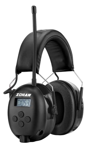 ZOHAN AM/FM Radio Headphone with Digital Display,Ear Protection Noise Reduction Earmuffs,Comfortable Hearing Protector - color: Black, style: Radio