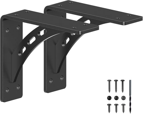 7 inch x 6 inch Heavy Duty Shelf Brackets , Max Load 1100 Lbs ,Premium Alloy Metal Mantel Brackets (Set of 2) Fireplace Mantel Brackets - Countertop Support (7" x 6" ) - size: 7 inch x 6 inch