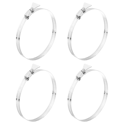 HARFINGTON 4pcs Hose Clamps 4.1"-5" (105-127mm) Adjustable 304 Stainless Steel Worm Gear Hose Clamps Assortment Kit for Plumbing Dryer Vent Automotive Dust Collector - size: 105-127mm