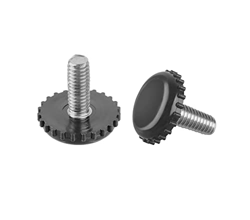Anwenk Stainless Steel Patio Leveling Feet 1/4-20 Screw-in Threaded Outdoor Furniture Levelers - Adjustable Table Chair Feet Glides for Chairs, Tables, Cabinet - 16 Pack - color: Black 16p