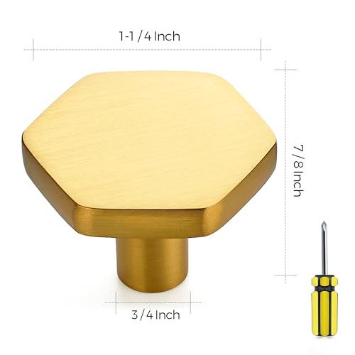 Ravinte Brushed Brass Solid Knobs Gold Kitchen Cabinet Pulls,5 Pack,Round-7 - style: Modern