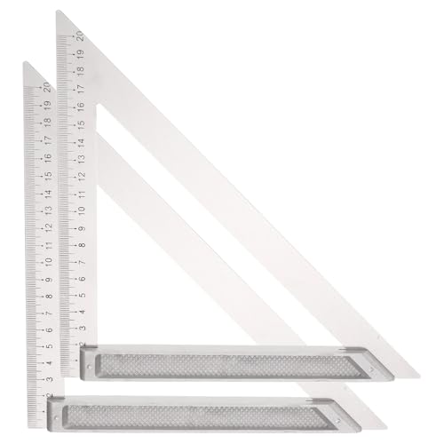 HARFINGTON 2Pcs Rafter Square 8" Imperial Aluminum Alloy Carpenter Measuring Layout Tool Metal Triangle Ruler Protractor for Woodworking and Carpentry - size: 8"