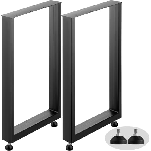 VEVOR Set of 2 Steel Table Legs, 28 Height 24 Wide Dining Table Legs,Heavy Duty 3.1" Width Box Section Square Table Legs,28x24x3.1 Inch Black Color Industrial Country Style Metal Dining Legs - size: 28"H x 23.6"W, style: Square
