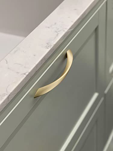 Brushed Gold Cabinet Pulls 6.3 Inch Arch Twisted Brass Handles Drawer Kitchen Cupboard Bathroom Dresser Cabinet Hardware Zinc Alloy 10 Pack - color: Brushed Gold, size: 6.3 inch Hole Centers
