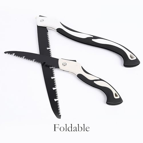 Folding Saw with Rubber Handle, 27.5 Inch Manganese Steel SK-5 Blade Pruning Saw for Hunting, Gardening, Camping and Trimming (blade 31cm) - size: blade 31cm