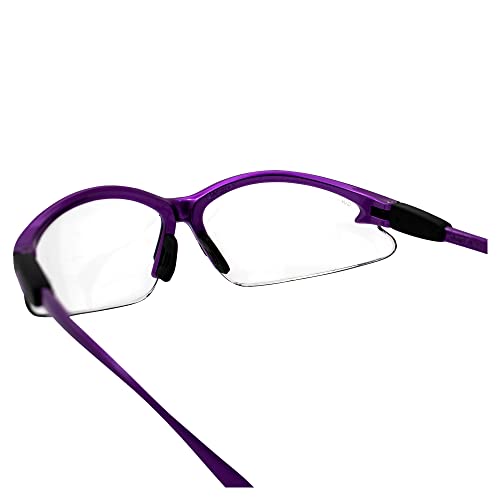 Global Vision Cougar Safety Glasses Nurses Dental Assistant Glasses Shooting Glasses for Women Men Clear Lens (Purple) - color: Purple