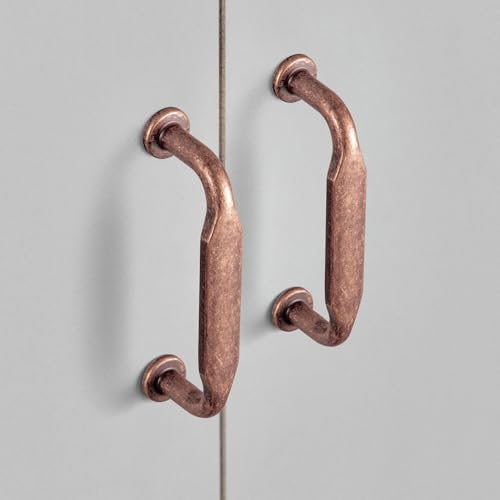 12 Pack Antique Copper Zinc Alloy Cabinet Handles - 3''(76mm) Hole Center Cabinet Pull Hardware for Bedroom, Kitchen L101 - color: Antique Copper, size: 3'' Hole Center