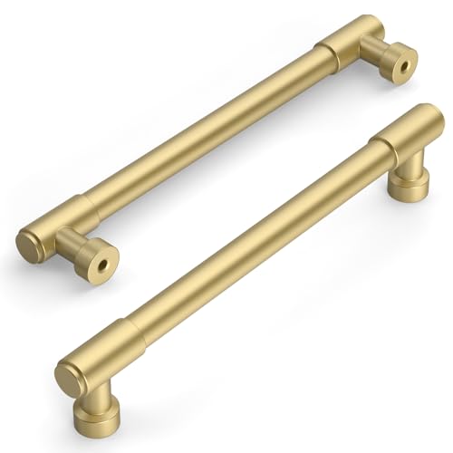 Amerdeco 10 Pack Brushed Gold Cabinet Pulls 6.3 Inch(160mm) Hole Center Drawer Pulls Cabinet Hardware Kitchen Cabinet Handles for Bathroom ZH0075 - color: Brushed Gold, size: 6.3"/160MM Hole Center